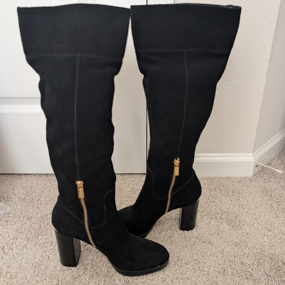 Michael Kors Regina Suede Platform Boots In Black Size 8.5